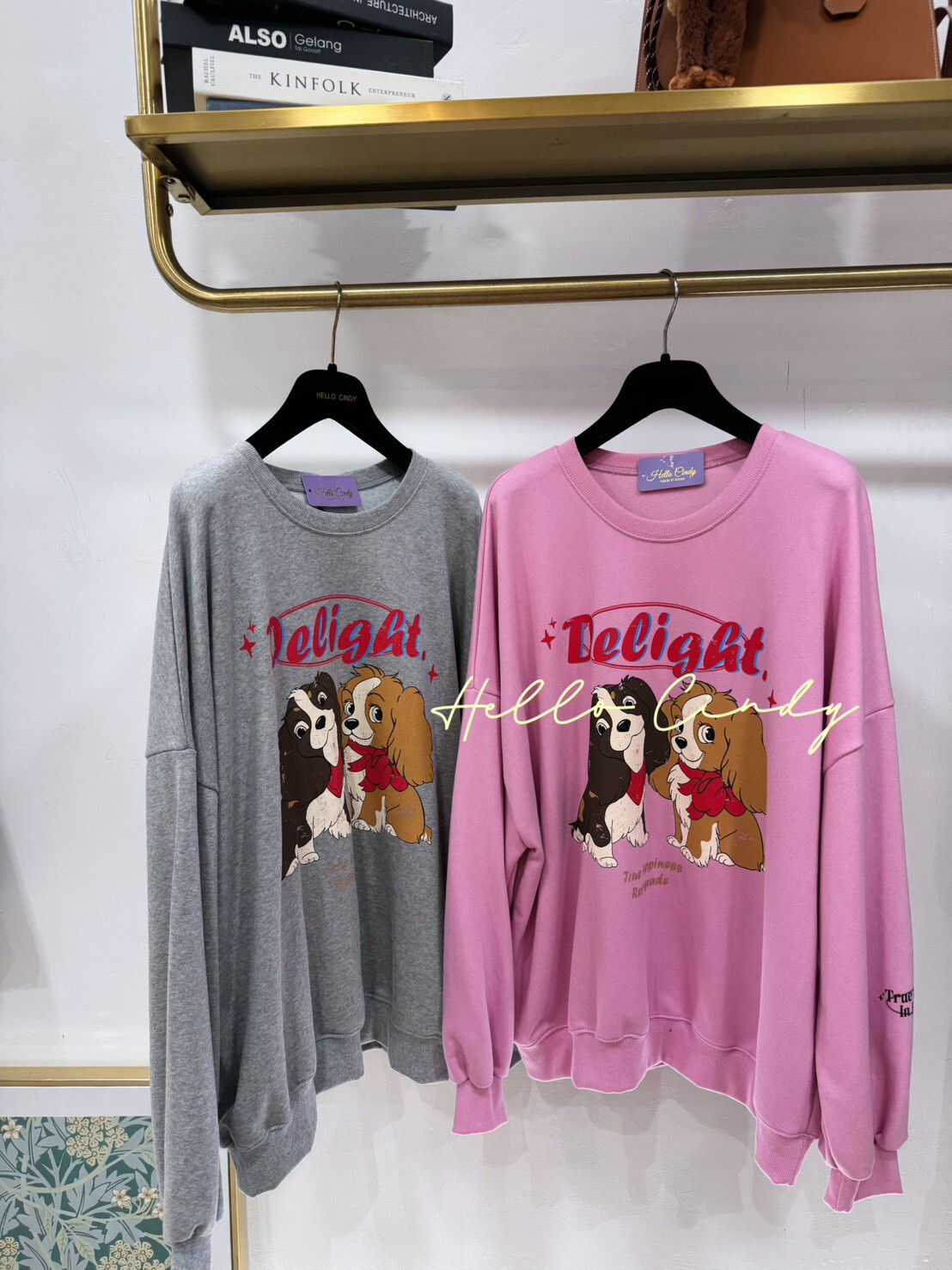 B10131 韓國小姐與流氓可愛狗狗Oversized大學T