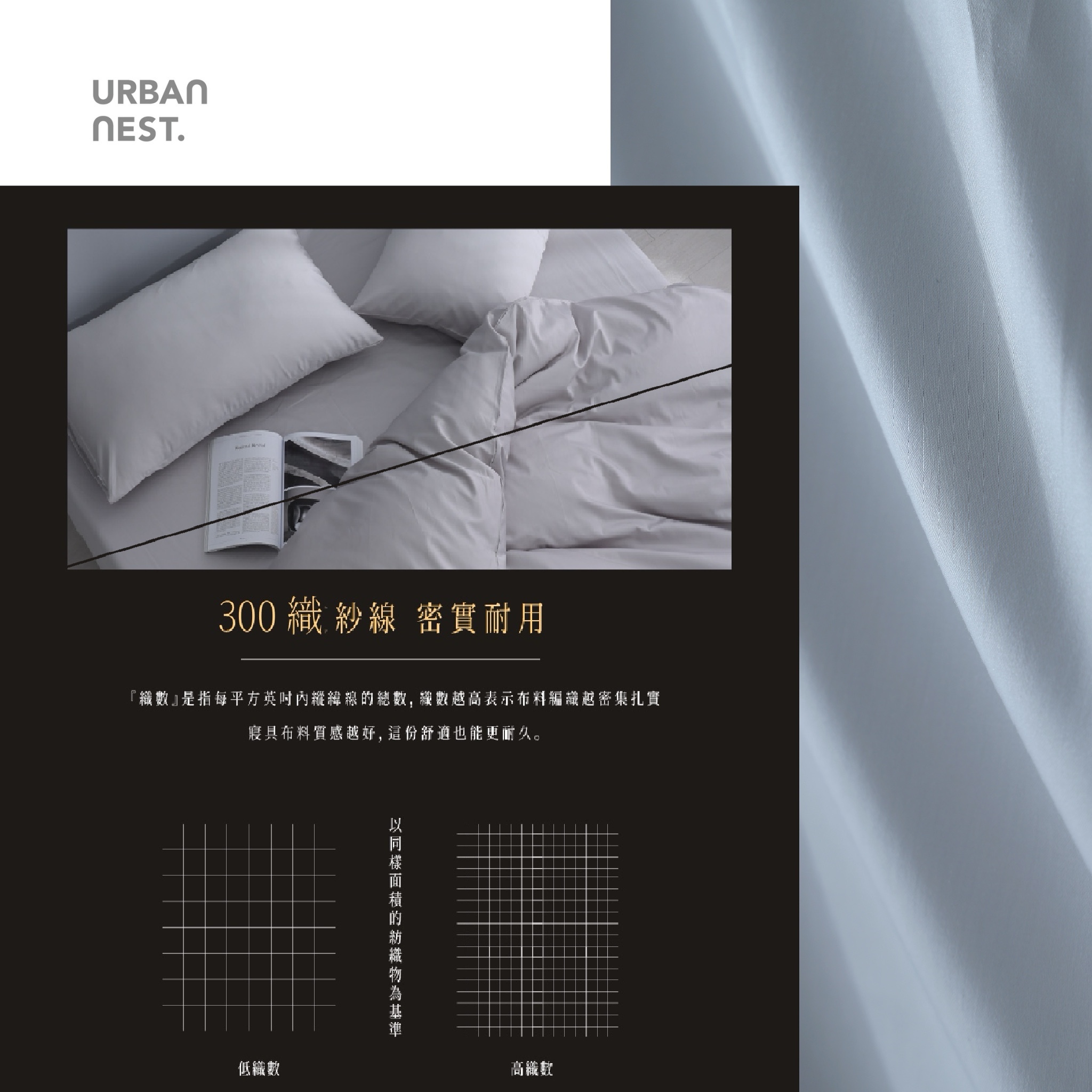 精梳棉 300織床包枕套組(冰峰藍)