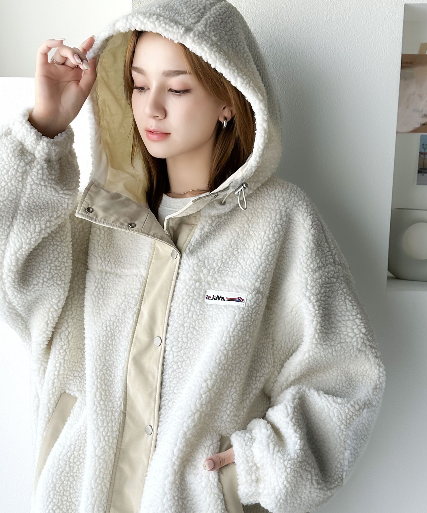 🇯🇵 日系品牌 JAVA 復古 立領連帽外套 羊羔毛 排扣 抽繩 / 預購