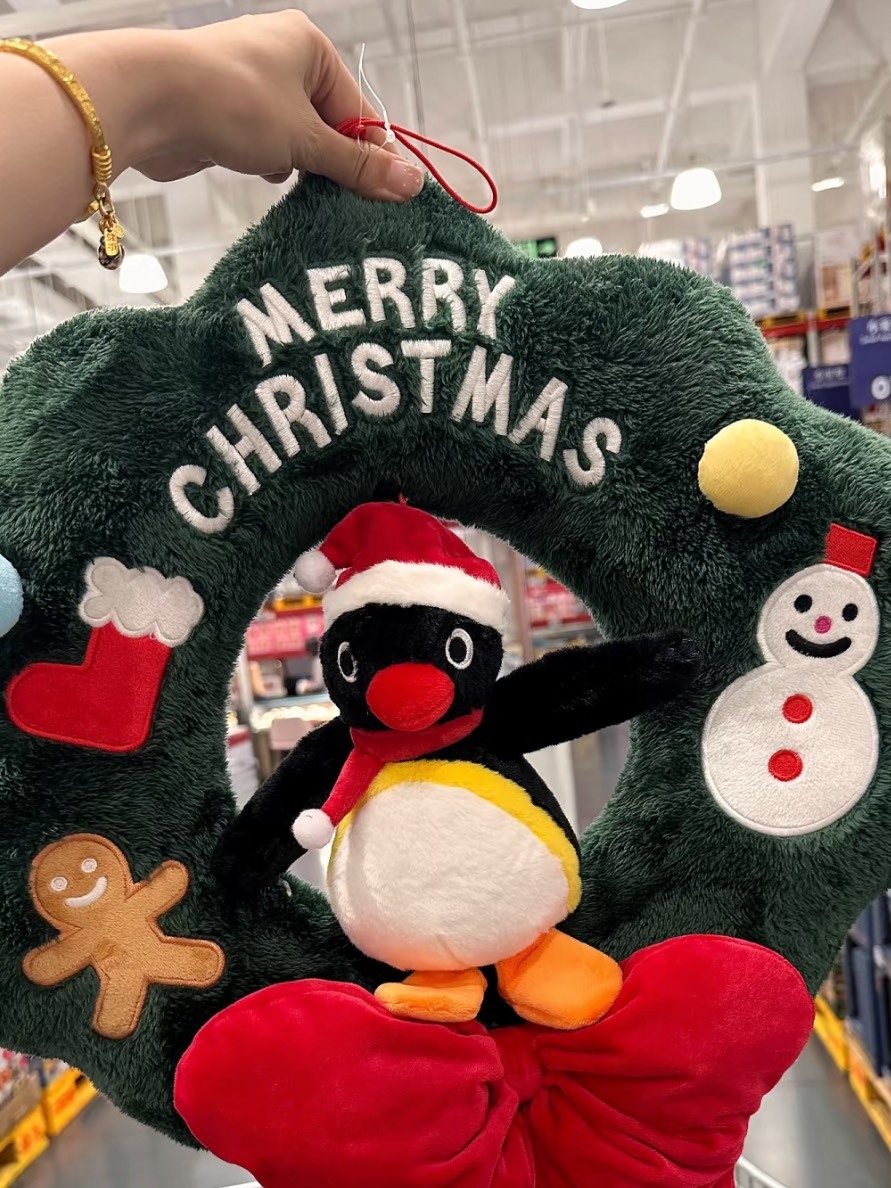 <正版授權> PINGU 毛絨 聖誕 花圈