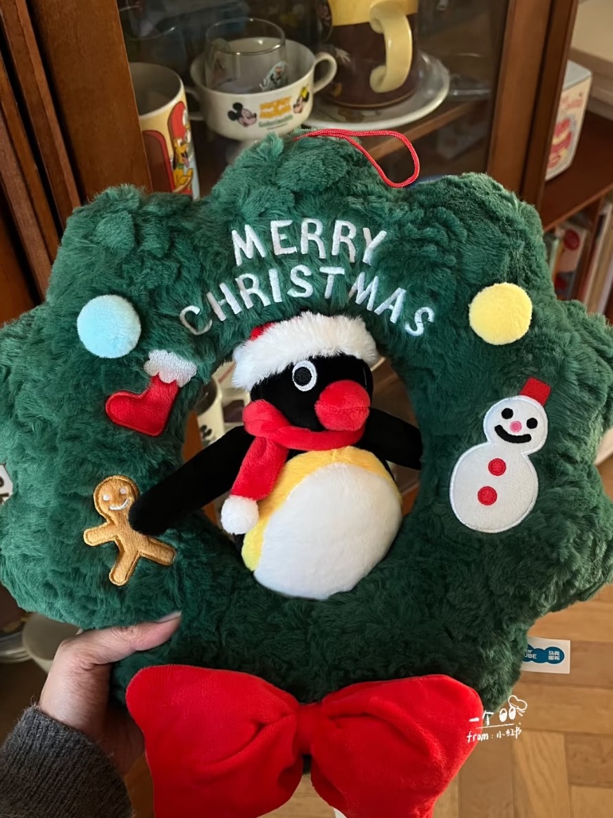 <正版授權> PINGU 毛絨 聖誕 花圈