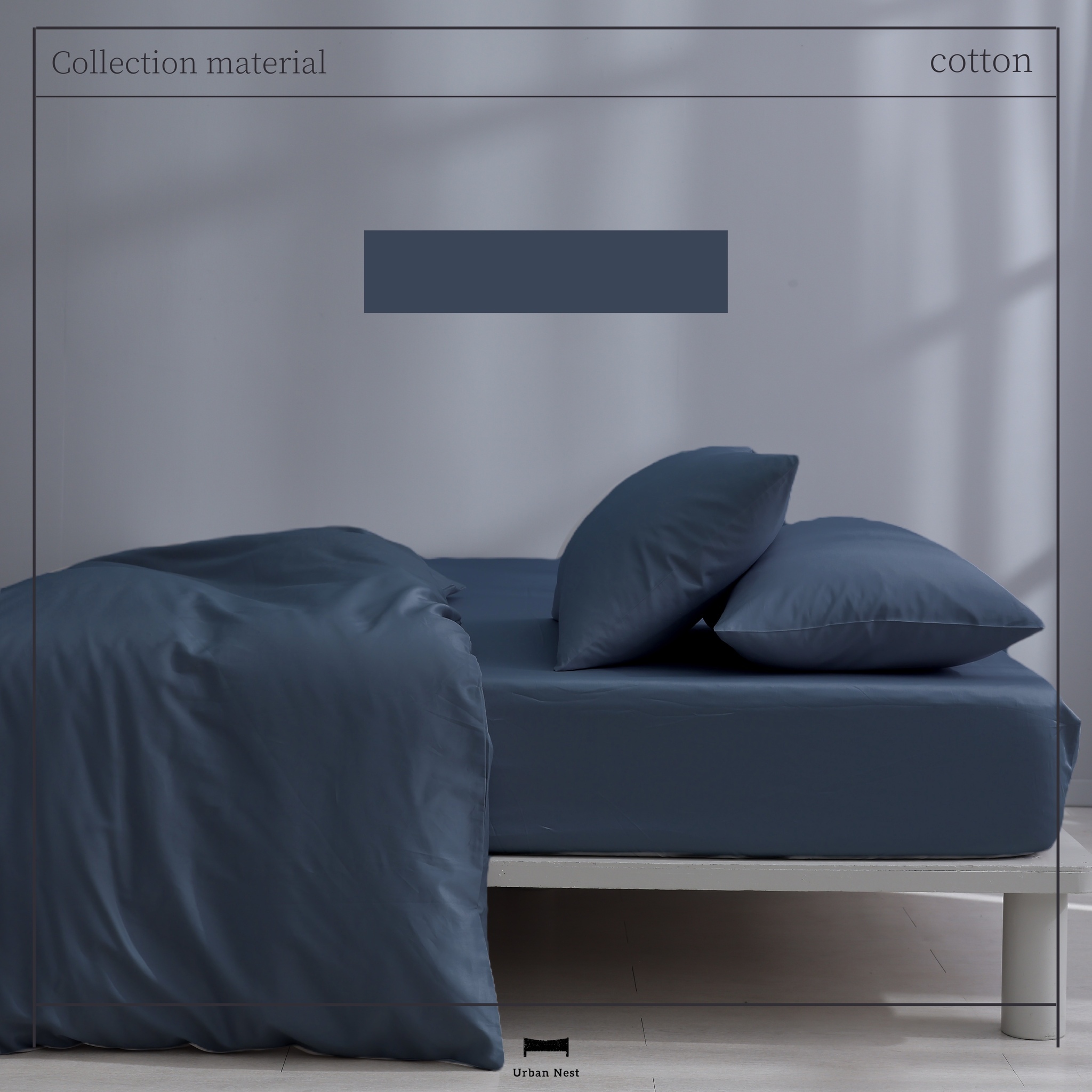 精梳棉 300織床包枕套組(霧藍灰)