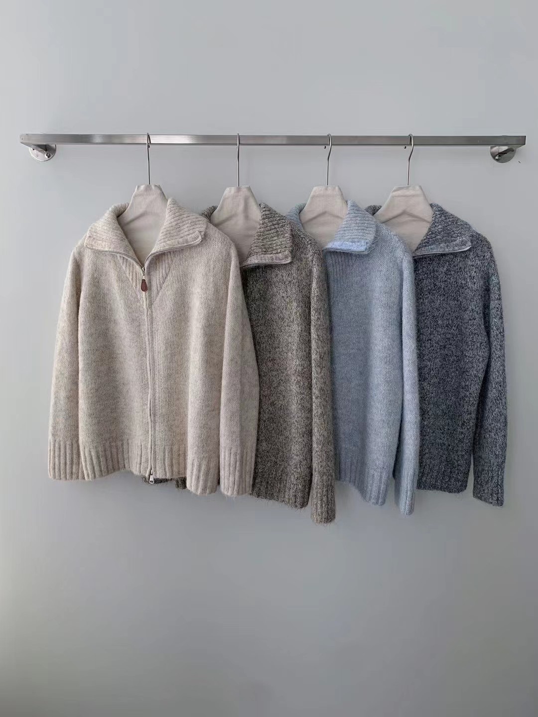 混色毛衣拉鍊外套 801