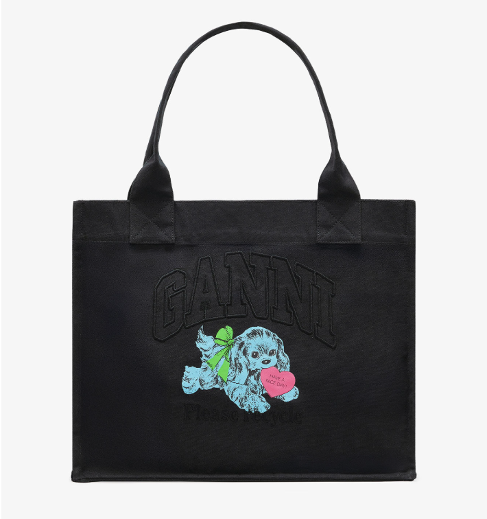 1VT1119-032 GANNI Puppy Large Tote Black #A7158 (B-EU-E)