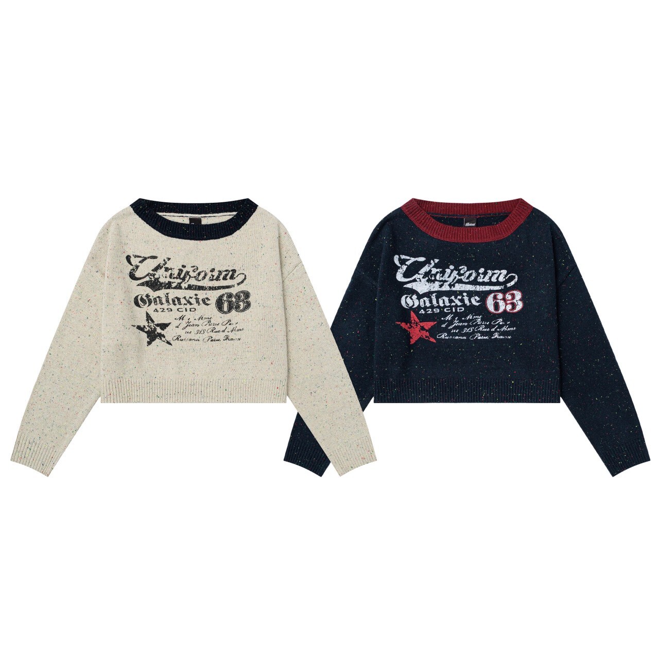 混針織短版字母毛衣