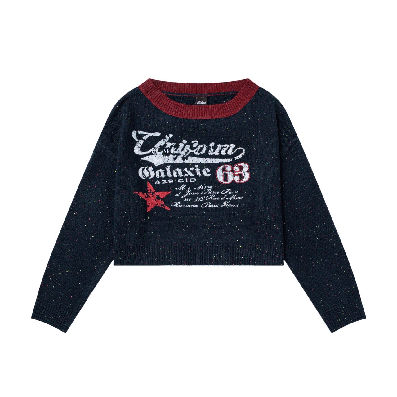 混針織短版字母毛衣