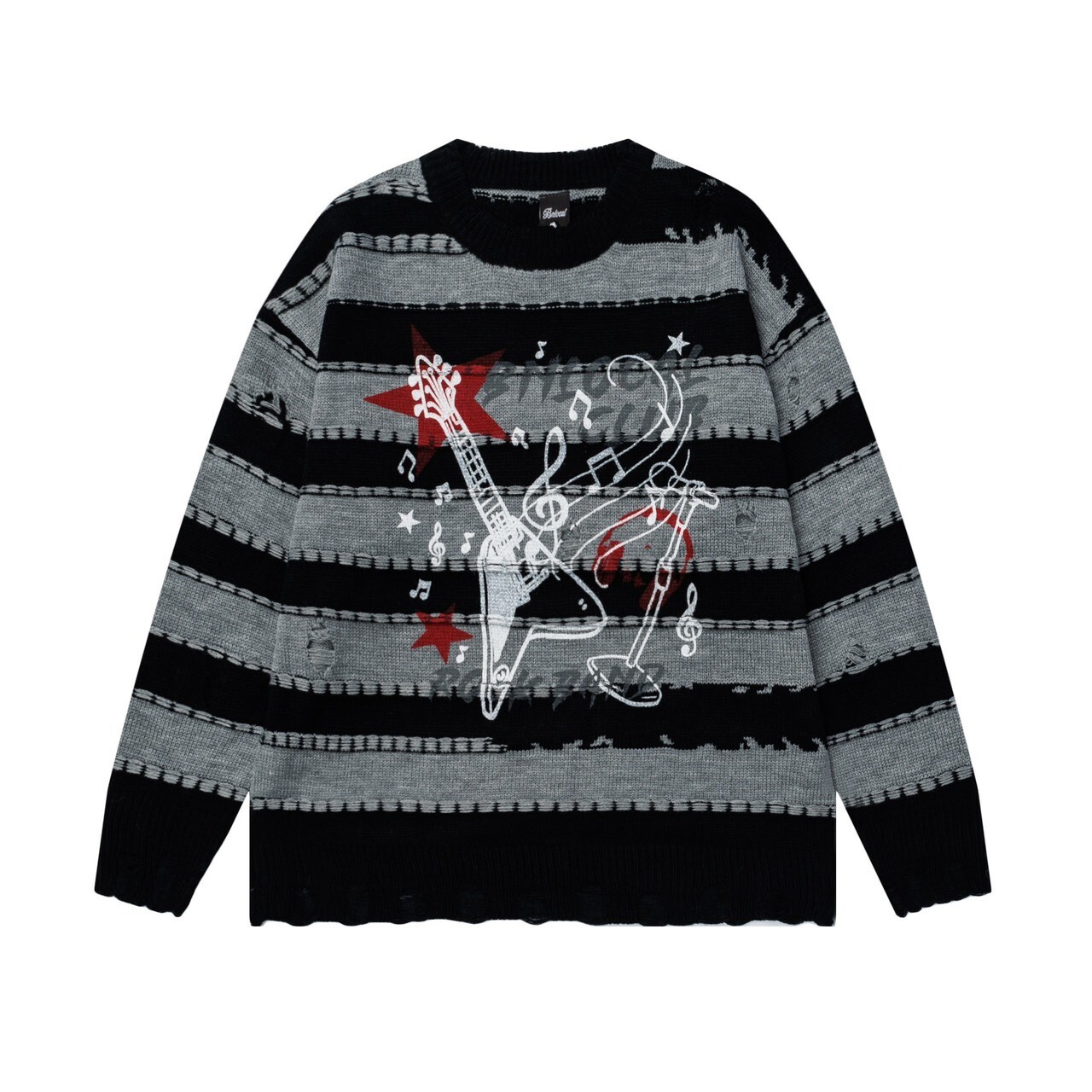 吉他橫條毛衣