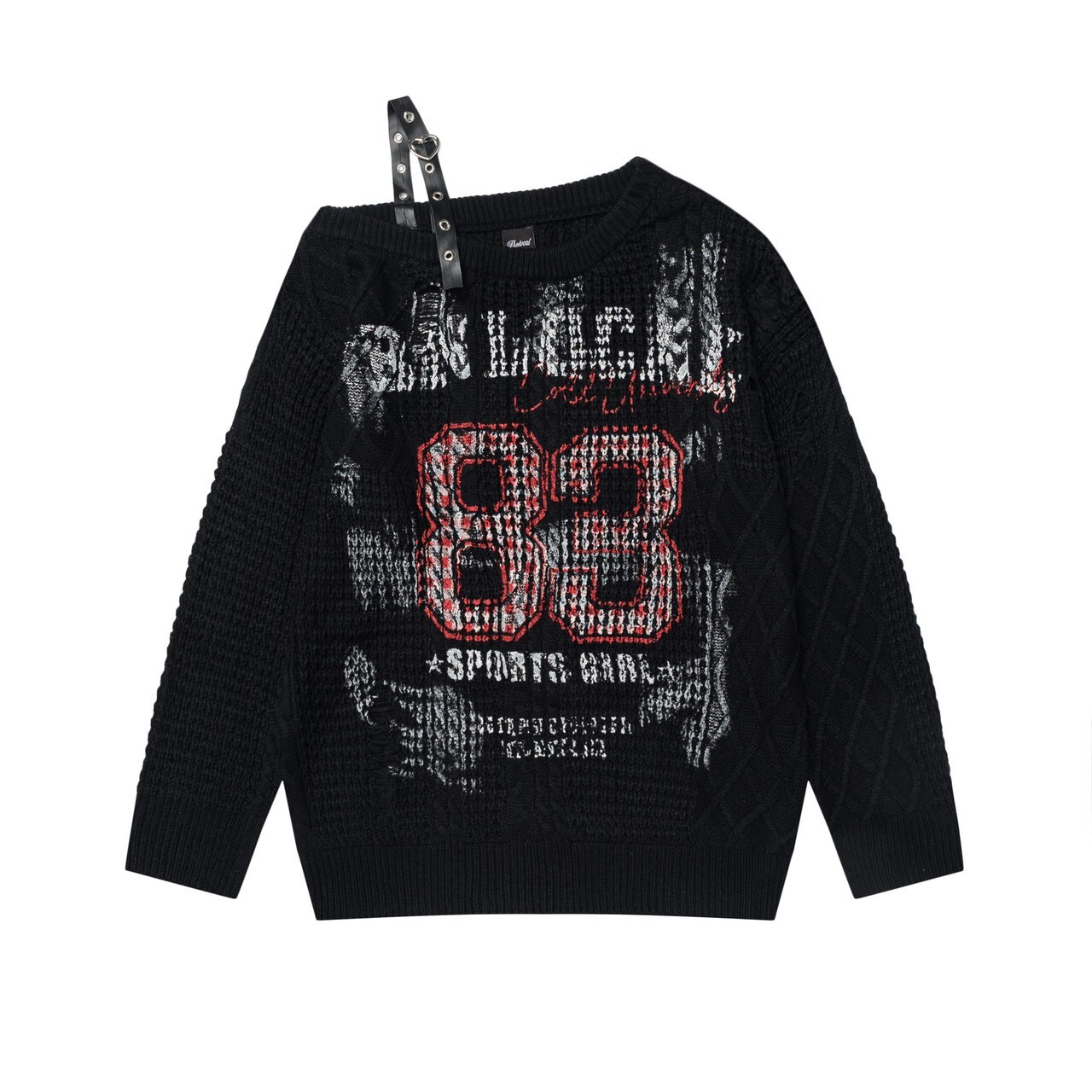 單肩針織刷髒毛衣