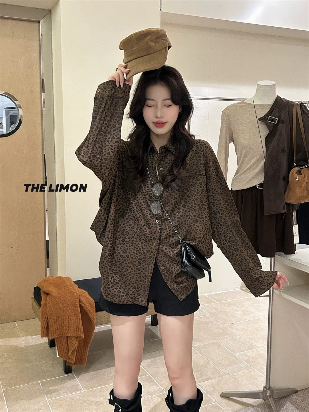 秋冬氛圍豹紋襯衫 9518