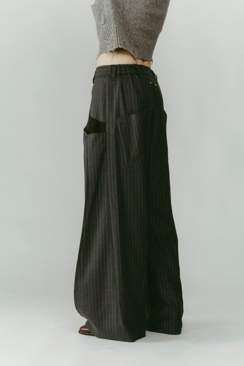 Knuth Marf - pierced drape pants (unisex) / stripegray