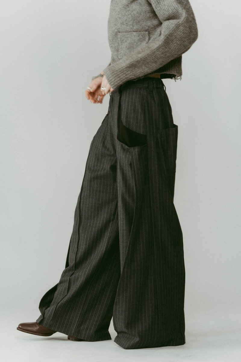 Knuth Marf - pierced drape pants (unisex) / stripegray