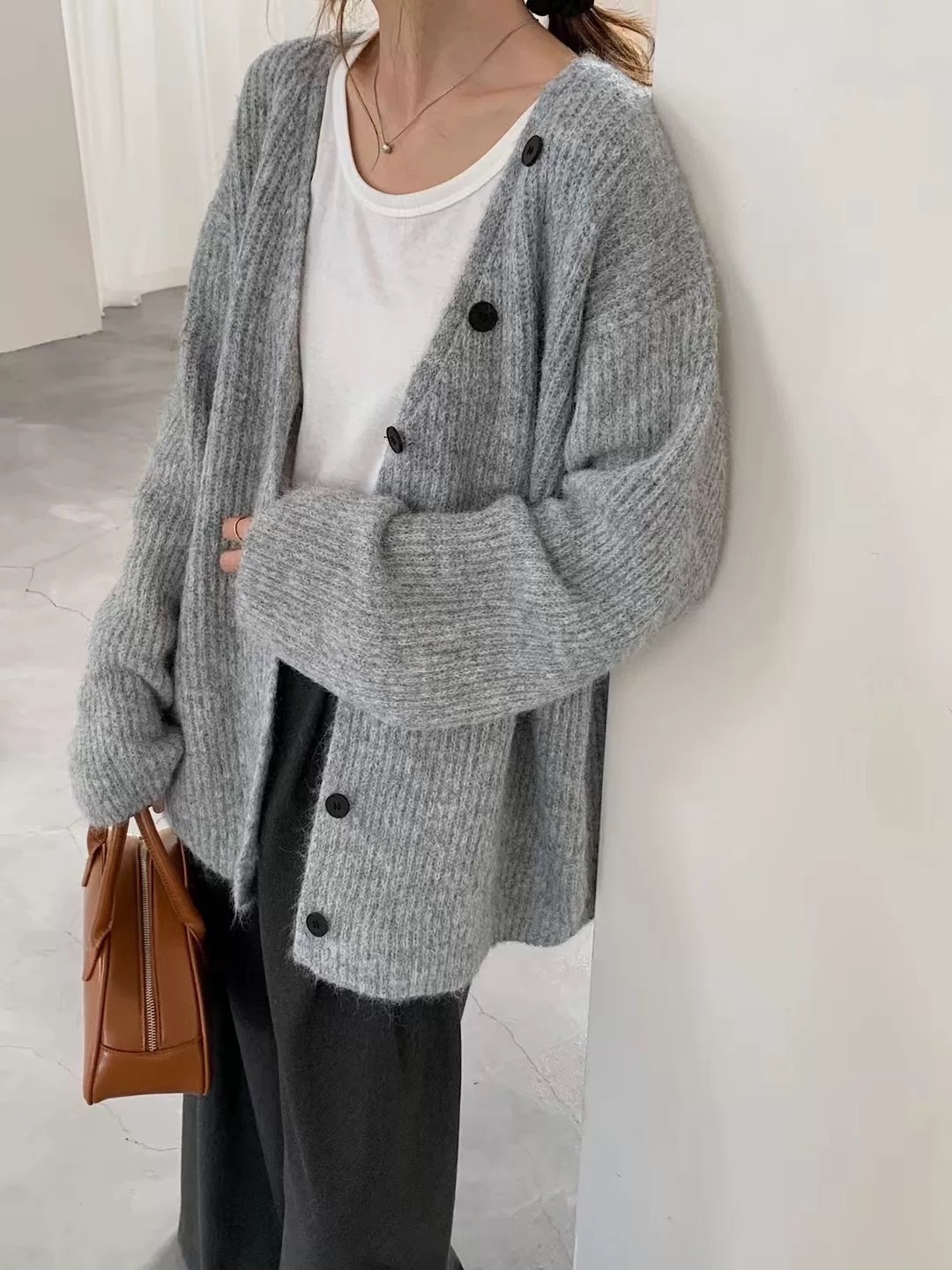 慵懶排扣羊毛針織外套/三色