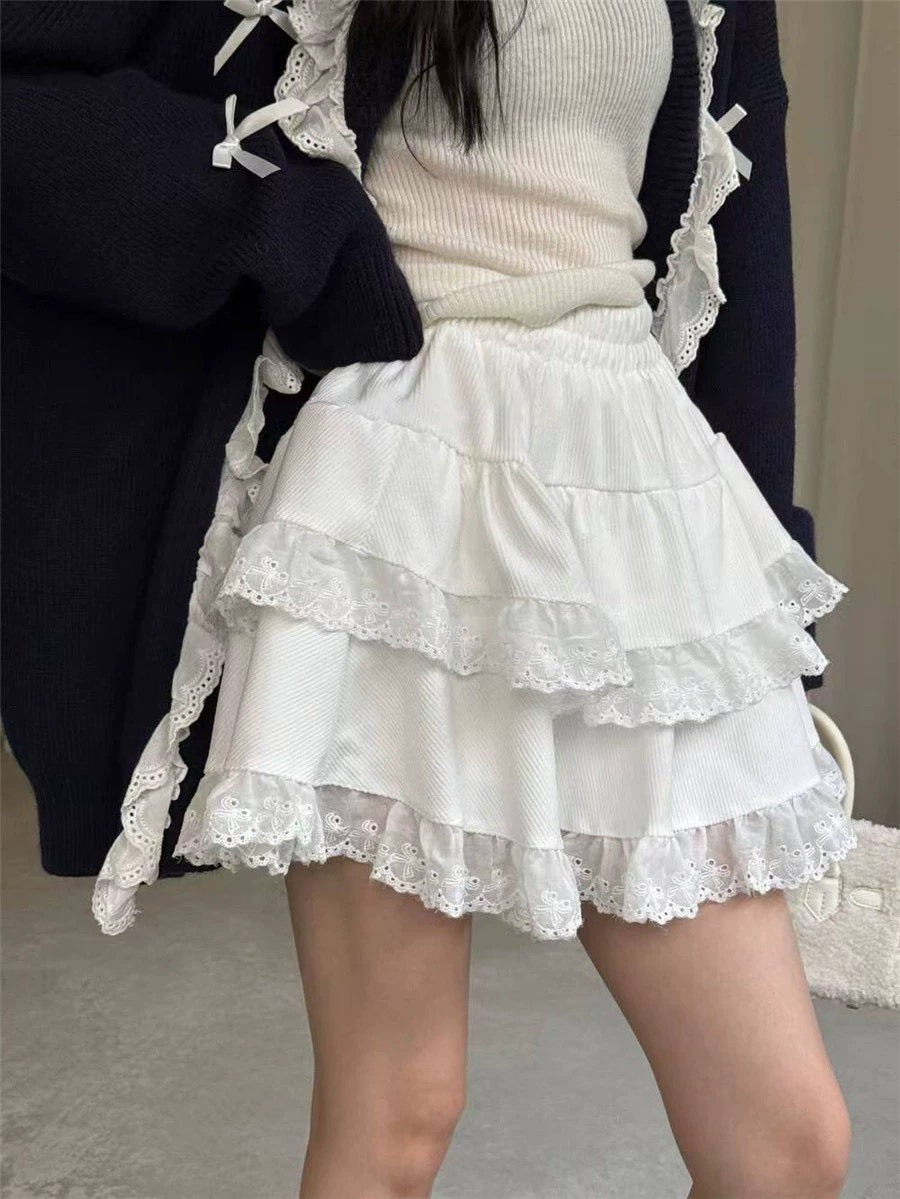 緹花邊蛋糕短裙 1390