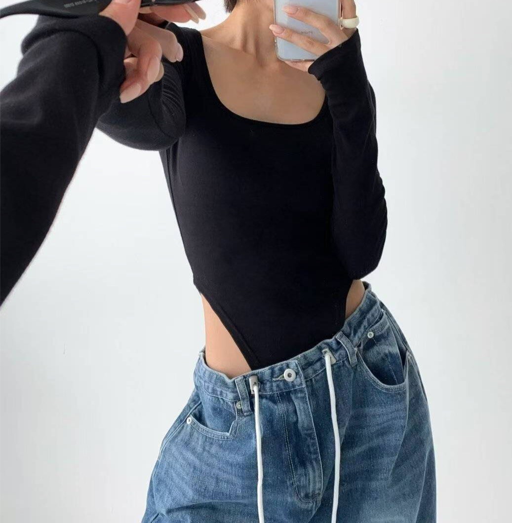 下擺造型開高衩方領T