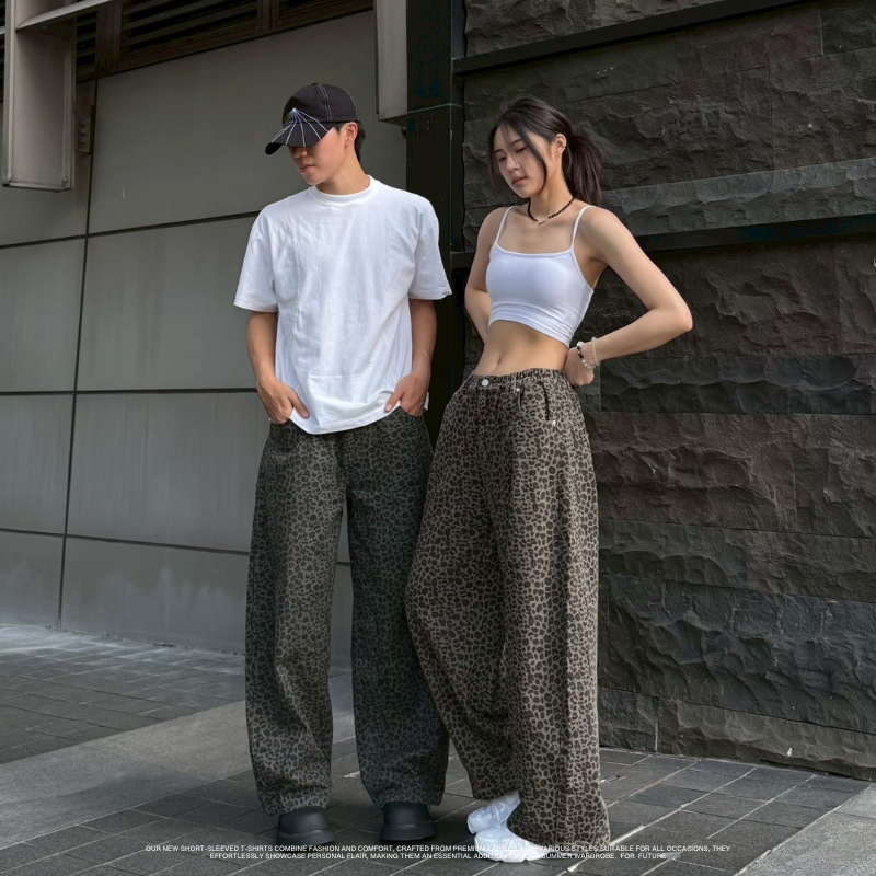 韓國豹紋微彎刀休閒長褲