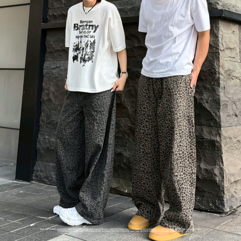 韓國豹紋微彎刀休閒長褲