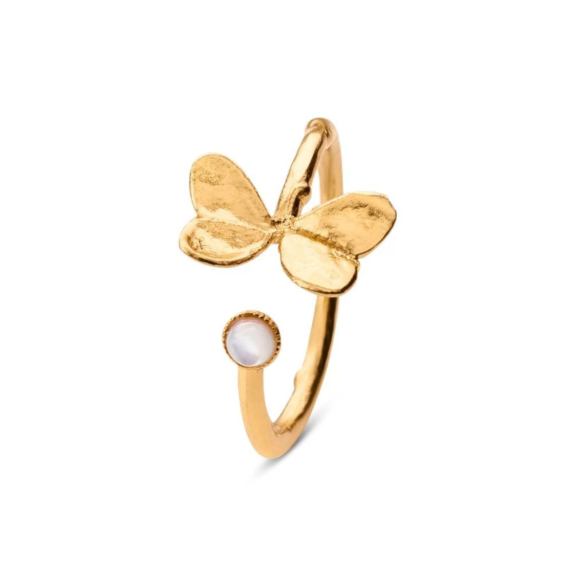 1TA0530-419 [THALLO] Pnoe Trefoil Ring 24k Gold Vermeil On Sterling Silver Mop #s812a (EU)