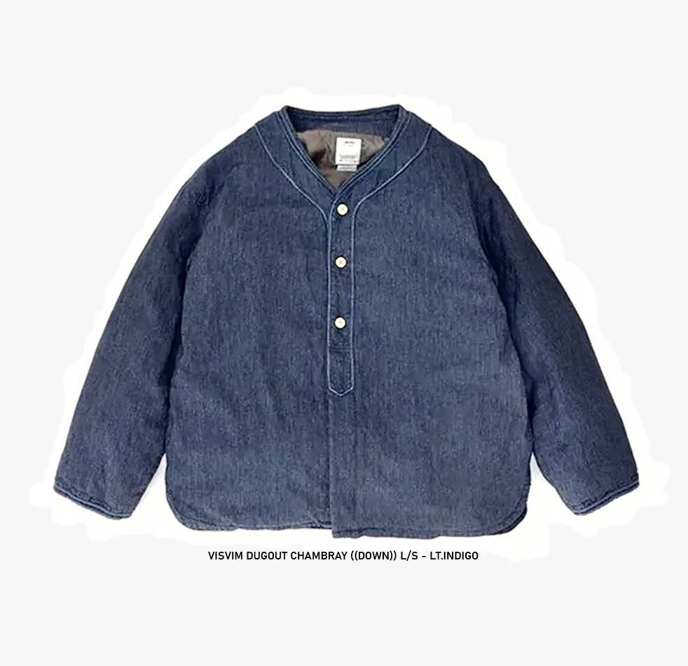 LAST PCS: VISVIM DUGOUT CHAMBRAY ((DOWN)) L/S - LT.INDIGO SIZE 3 PRE ORDER ITEM (預訂中)