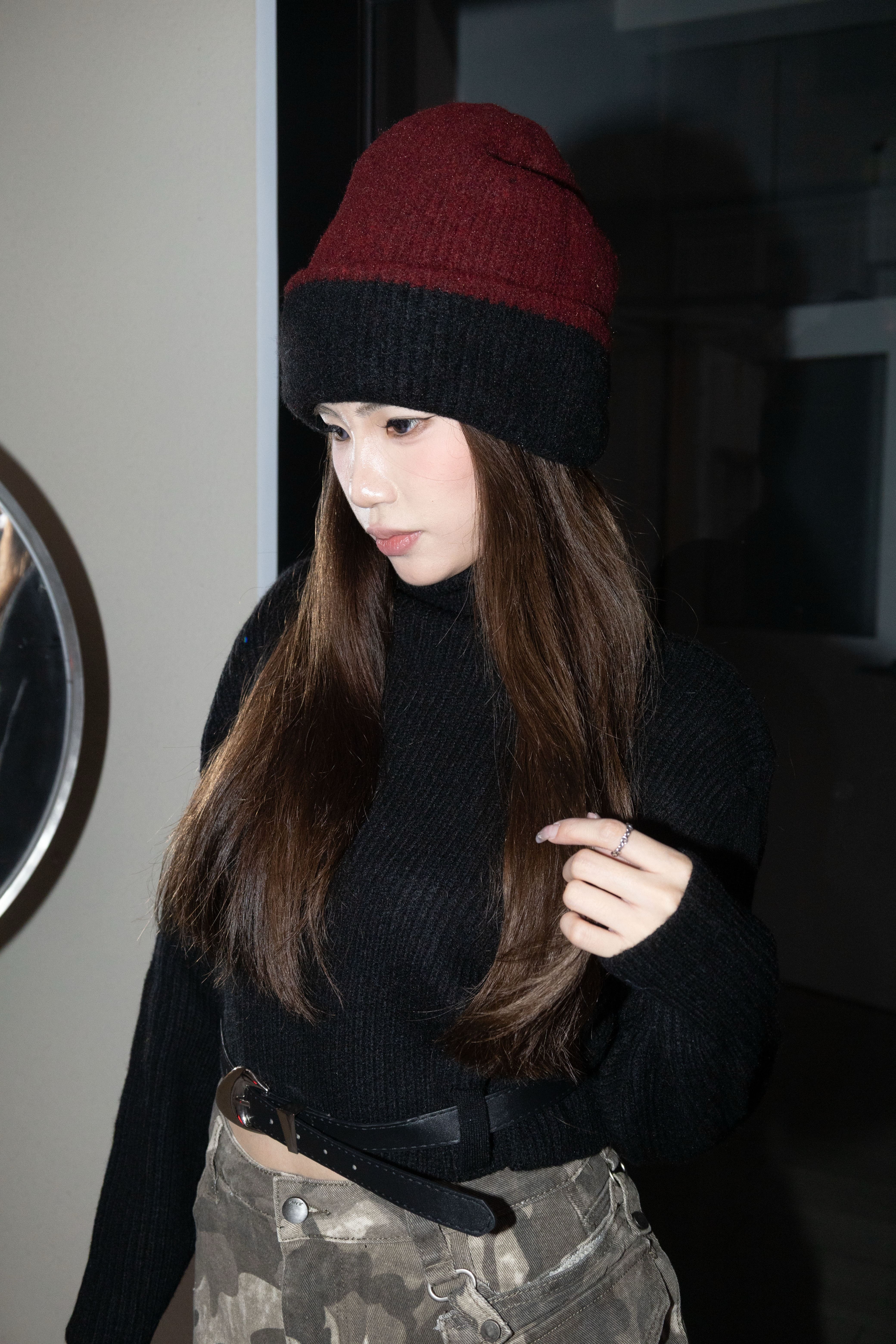 雙面穿撞色毛帽