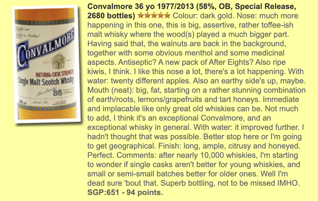 Convalmore Diageo Special Releases 1977 36YO 58.0%
