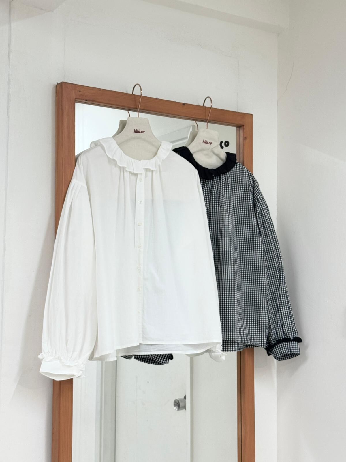 荷葉領ruffle袖全開胸襯衫