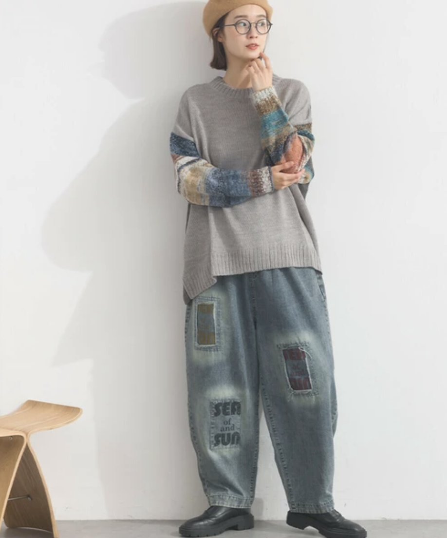 BOYFRIEND感對比袖子針織衣 【日本直送】