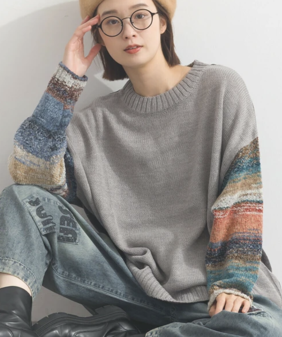 BOYFRIEND感對比袖子針織衣 【日本直送】