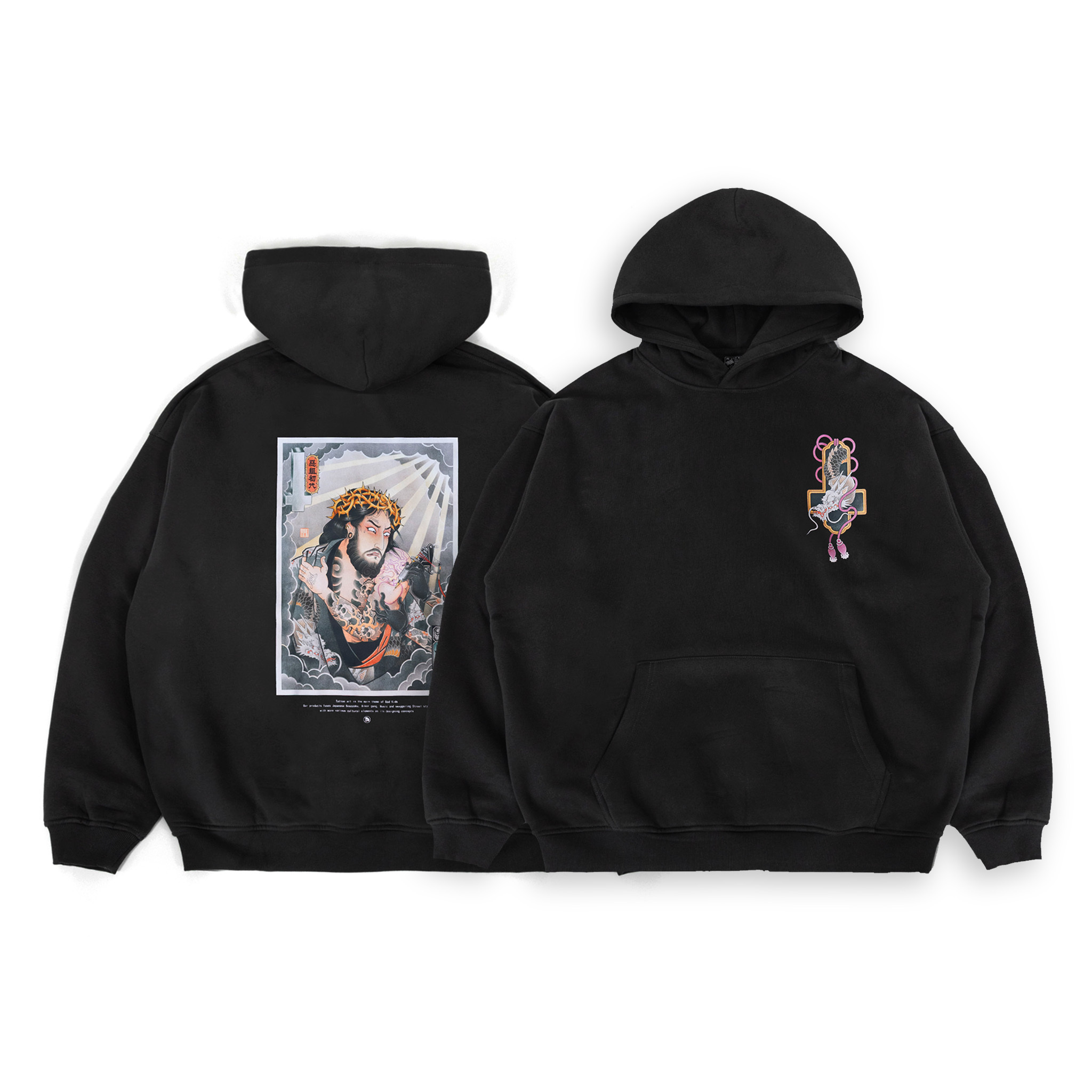 BAD KIDS 惡童 25A/W Ukiyo-e Tattoo Jesus Hoodie (430g毛圈浮世繪耶穌帽T)