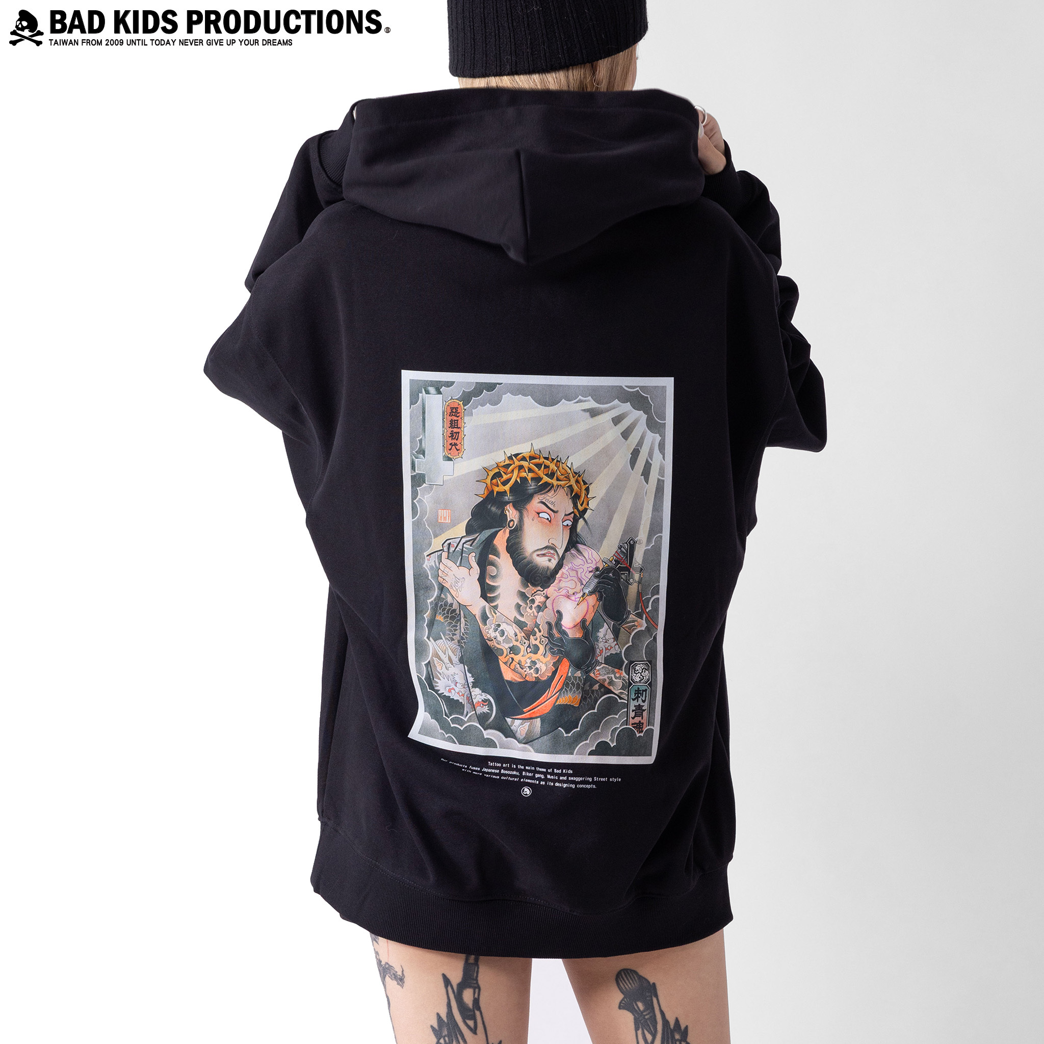 BAD KIDS 惡童 25A/W Ukiyo-e Tattoo Jesus Hoodie (430g毛圈浮世繪耶穌帽T)