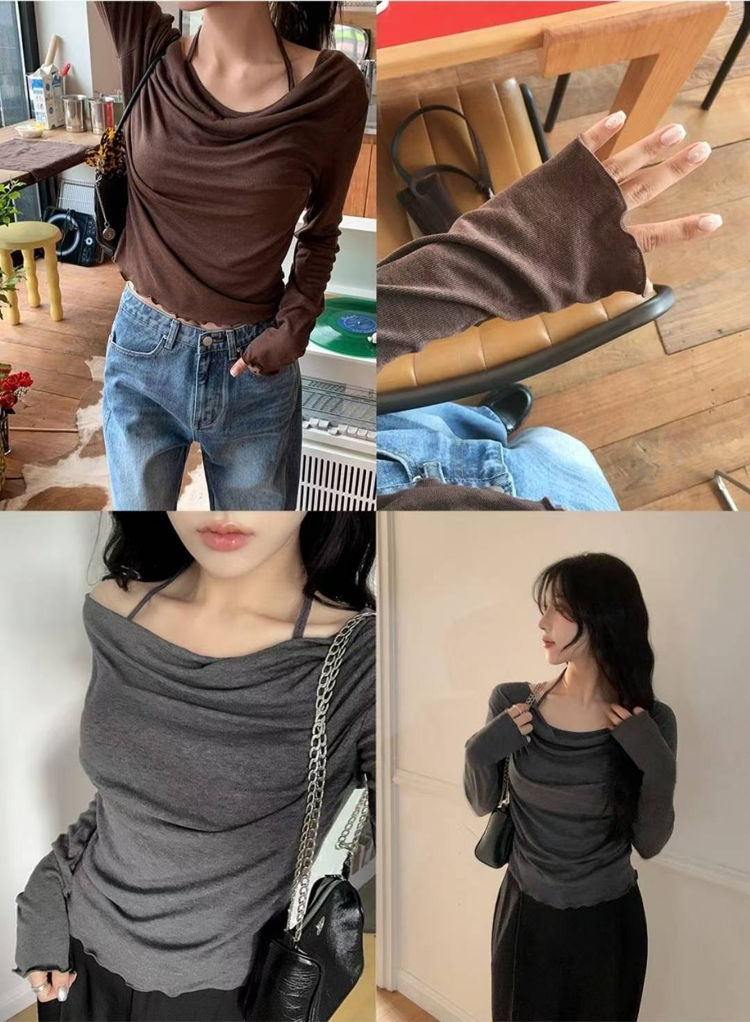 /店主包色\ 超級藏肉！2ways 木耳邊假兩件小性感Top