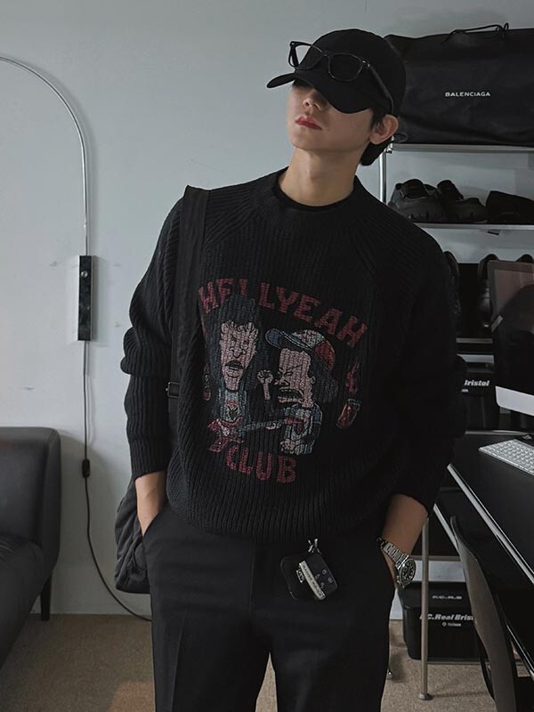 HELLYEAH CLUB 人物圖案針織毛衣