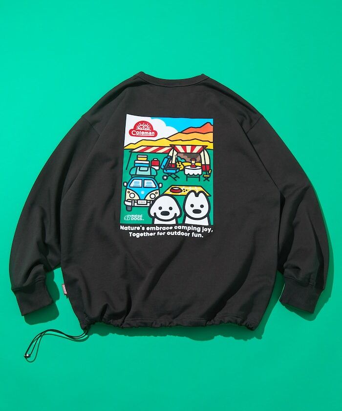 『代購+現貨商品』2025AW FREAK'S STORE Coleman x matsui 日本 插畫家 松井先生 Camping Joy Drawcord Crew Neck Sweatshirt 三方 聯名 別注款 狗狗 露營車 大學T 1021127000015