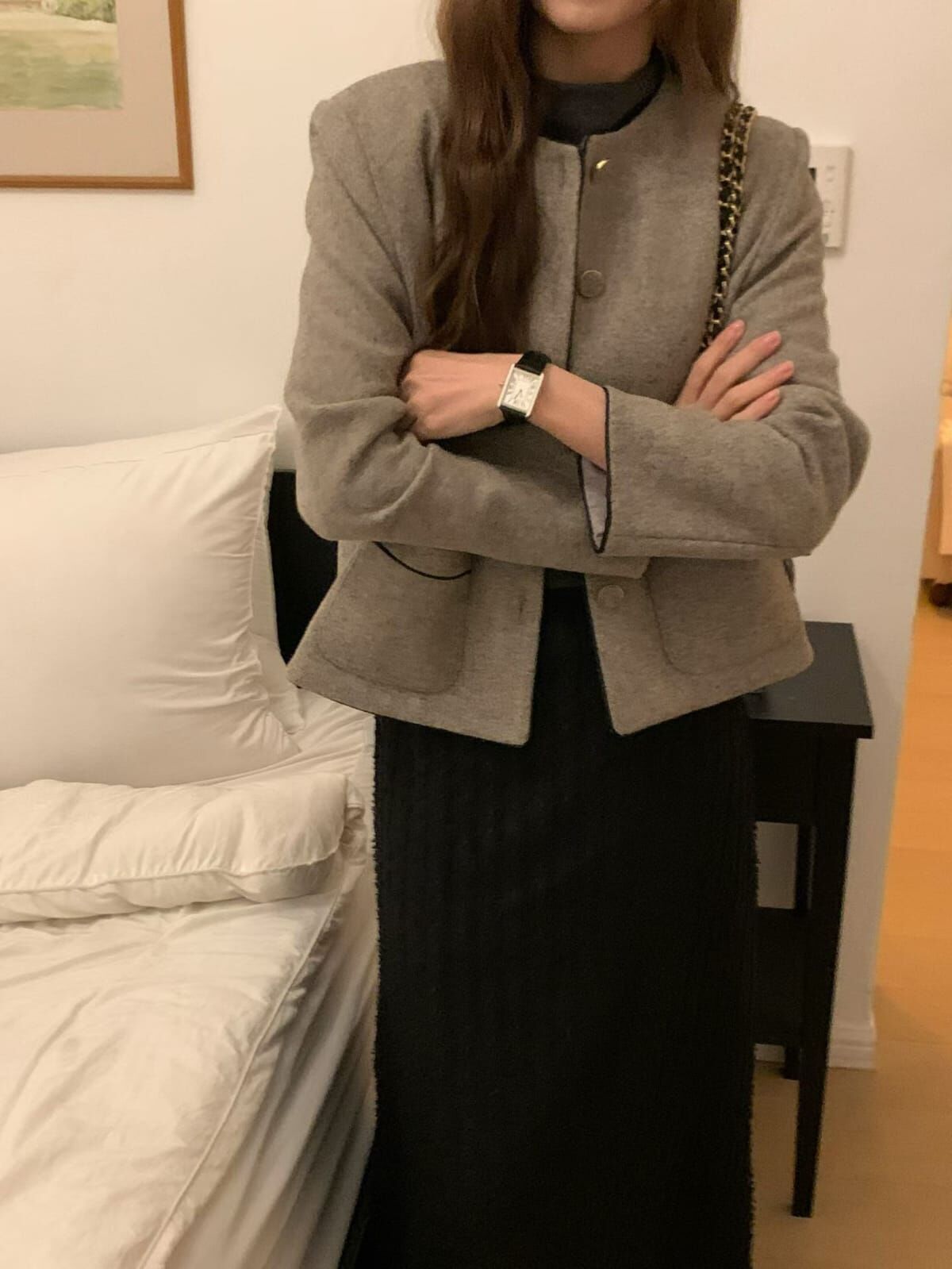 MN5209 小香風滾邊短版外套