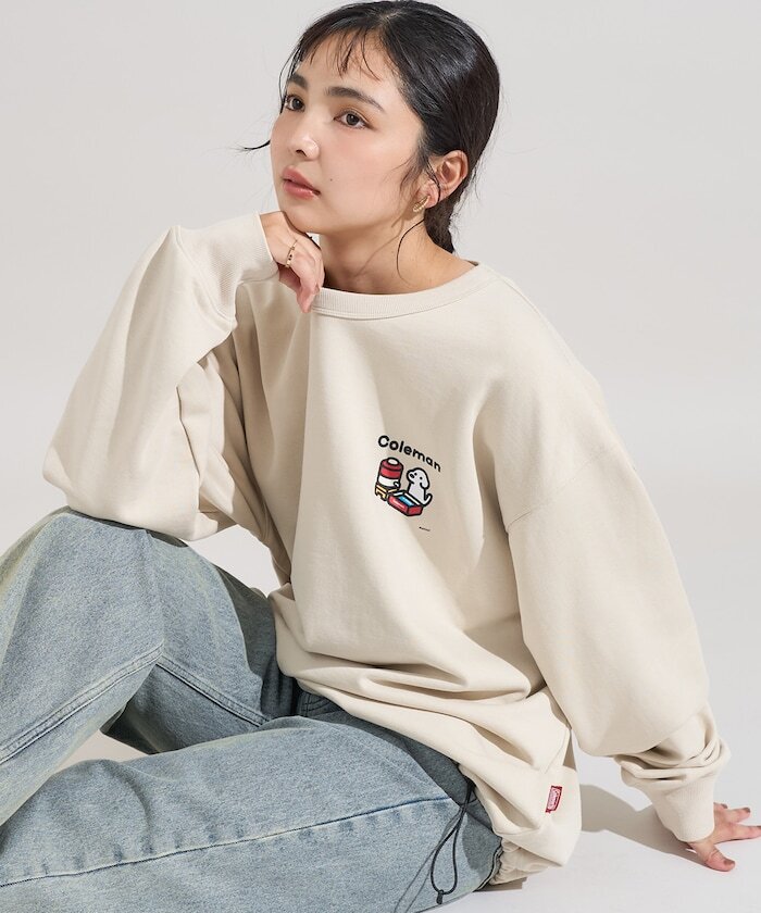 『代購+現貨商品』2025AW FREAK'S STORE Coleman x matsui 日本 插畫家 松井先生 Rocky Camping Drawcord Crew Neck Sweatshirt 三方 聯名 別注款 狗狗 露營 樹屋 大學T 1021127000014