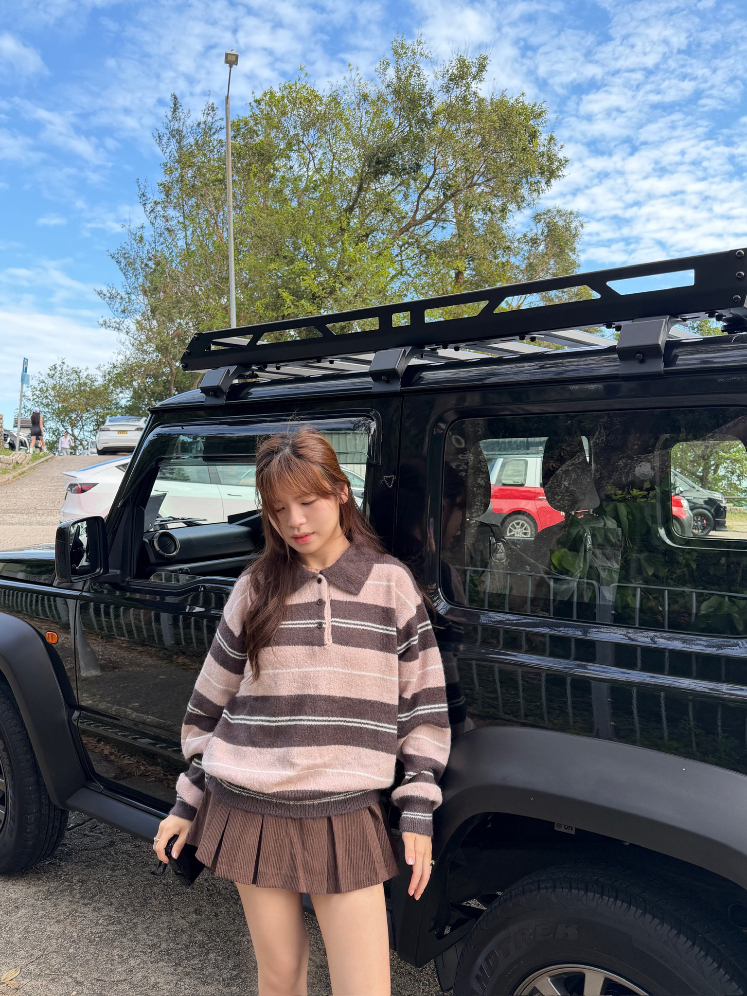 潮流之選〰️啡粉拼色混羊毛Polo🐏