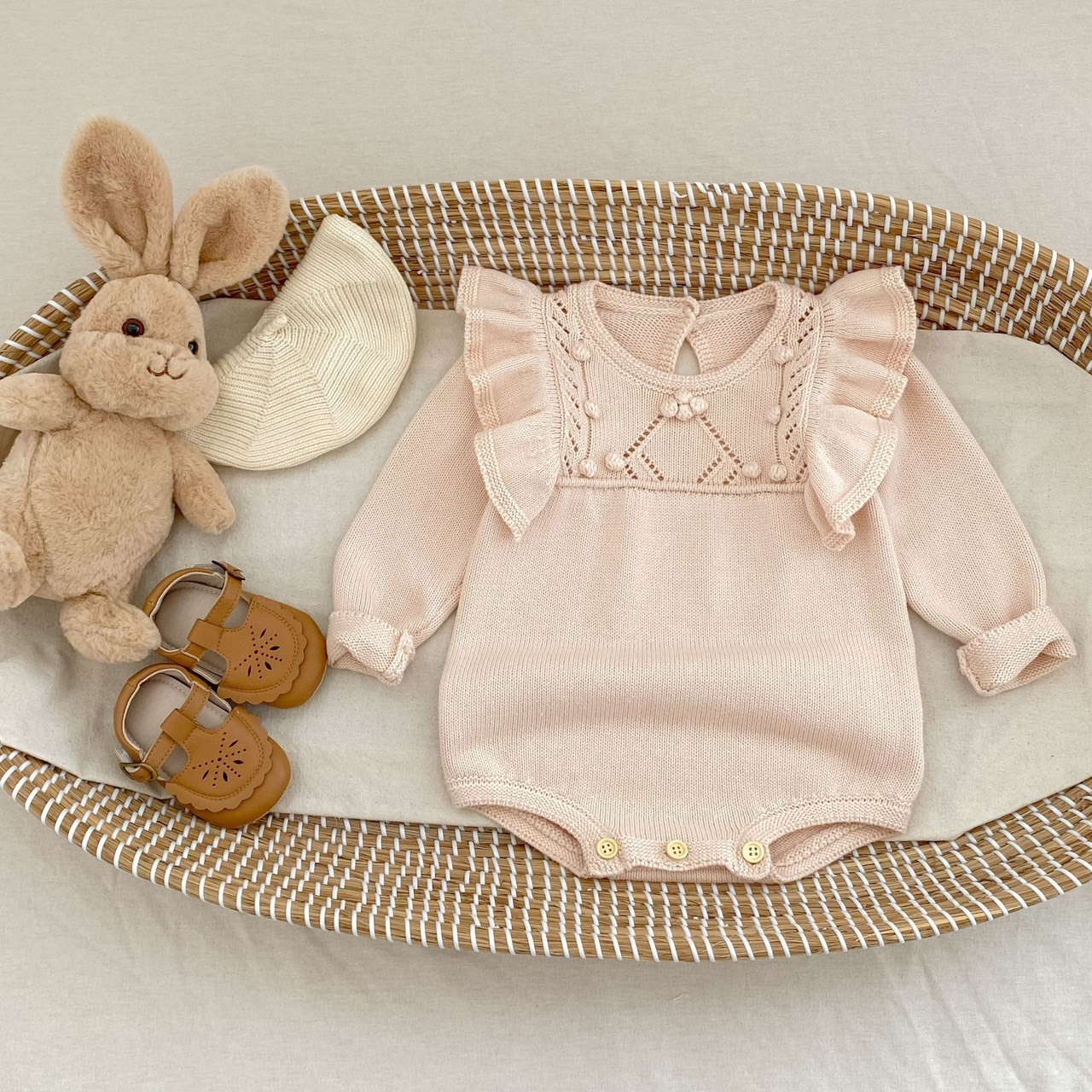 荷葉邊純色包屁衣