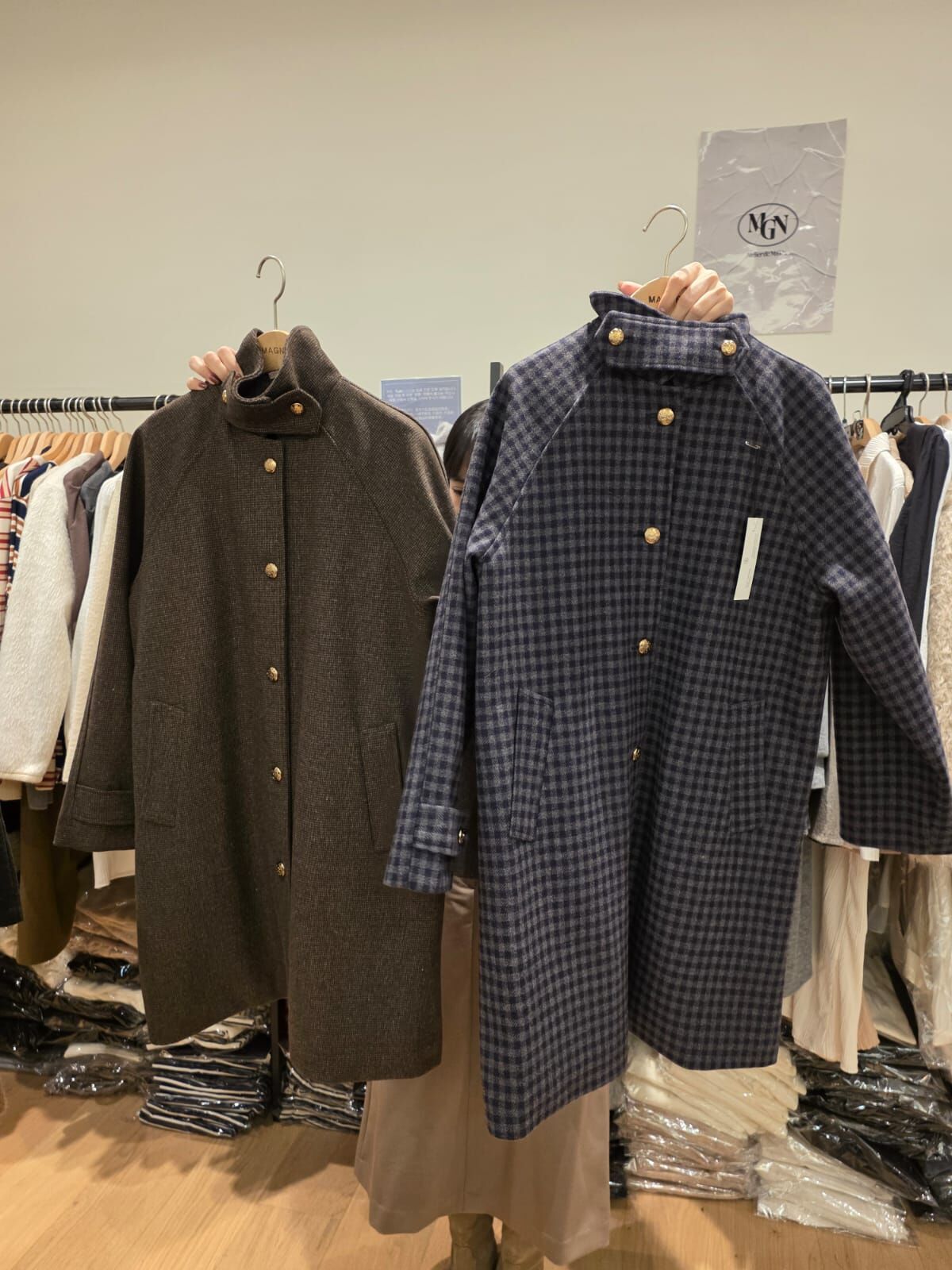 MN5223 大牌feel英倫格紋長版大衣