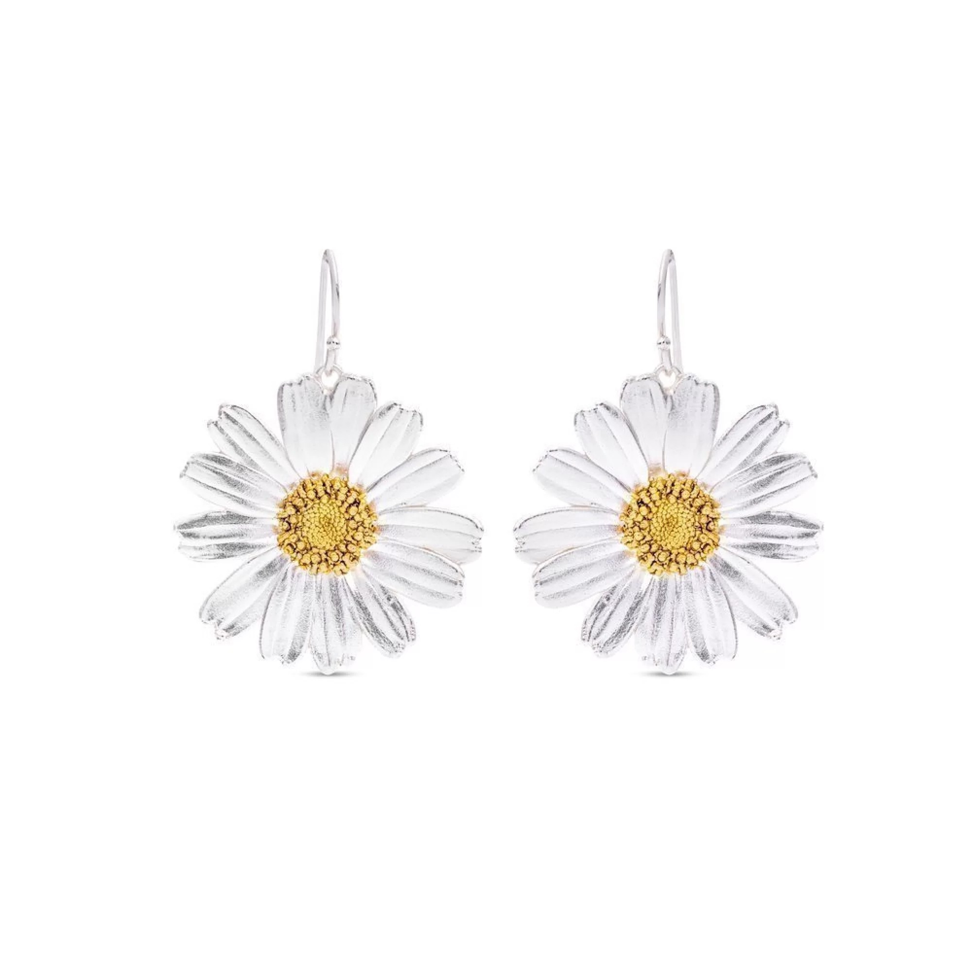 1TA0524-499 THALLO Daisy Field Daisy Earrings Statement L Drops & Dangles 24k Gold And Sterling Silver #S233a (A-LX-E)