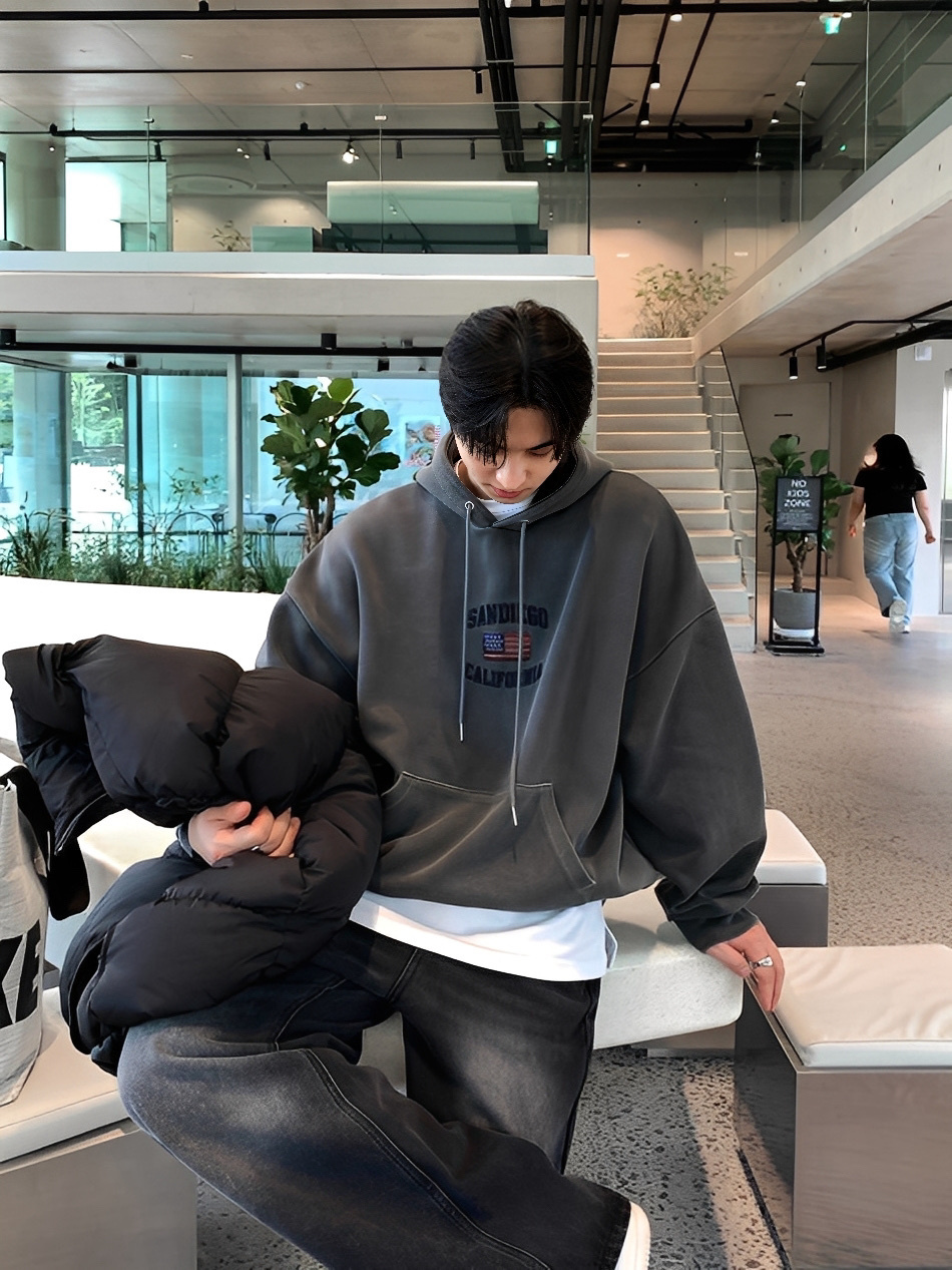 California 國旗 刺繡 連帽 長袖 帽T