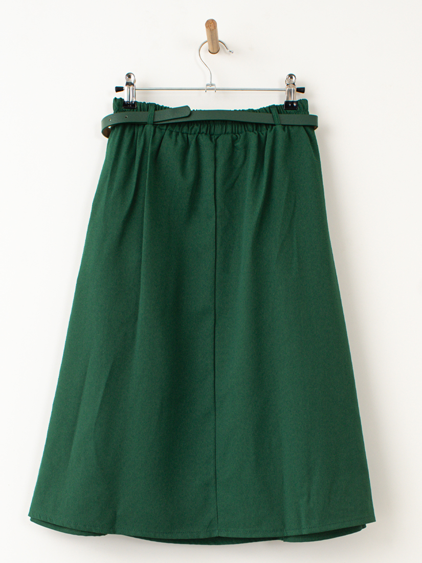 休閒百搭斜紋口袋A字裙(附腰帶)