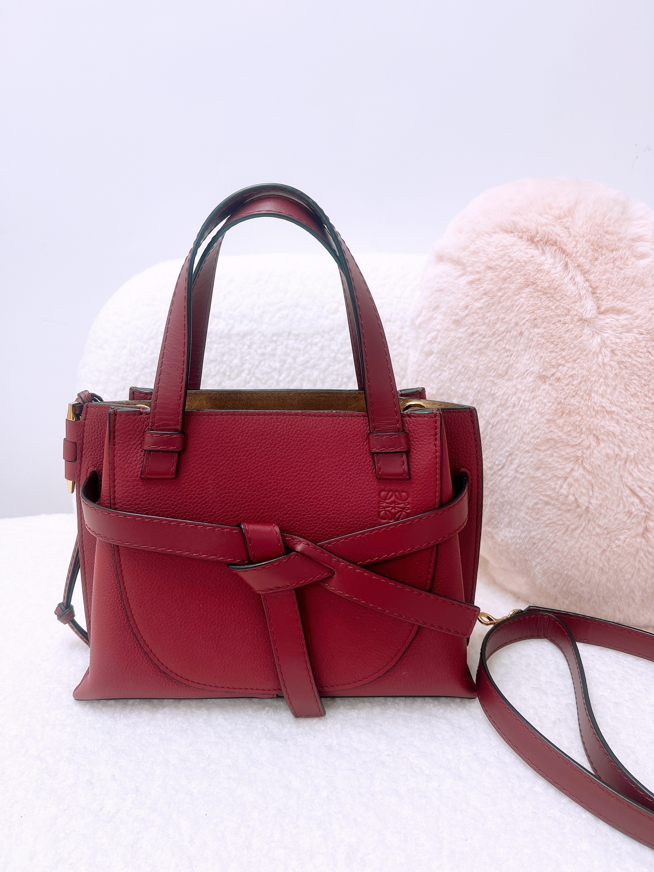 Loewe gate top handle tote mini red
