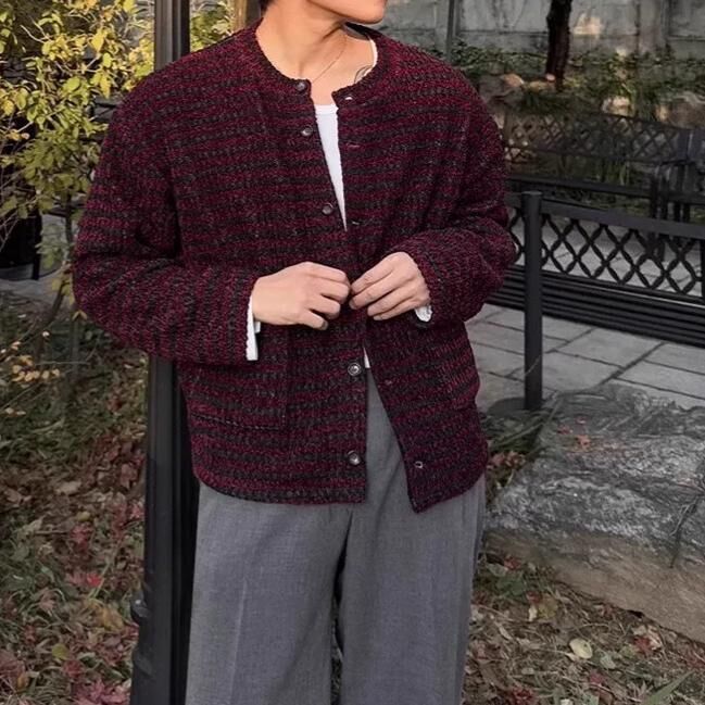 橫間開胸針織外套 JK2719