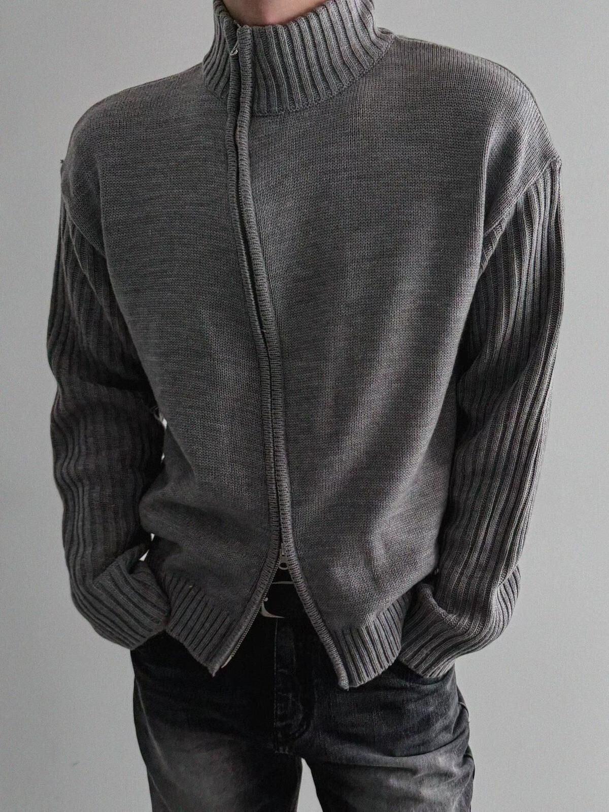 淨色拉鍊針織外套 JK2725