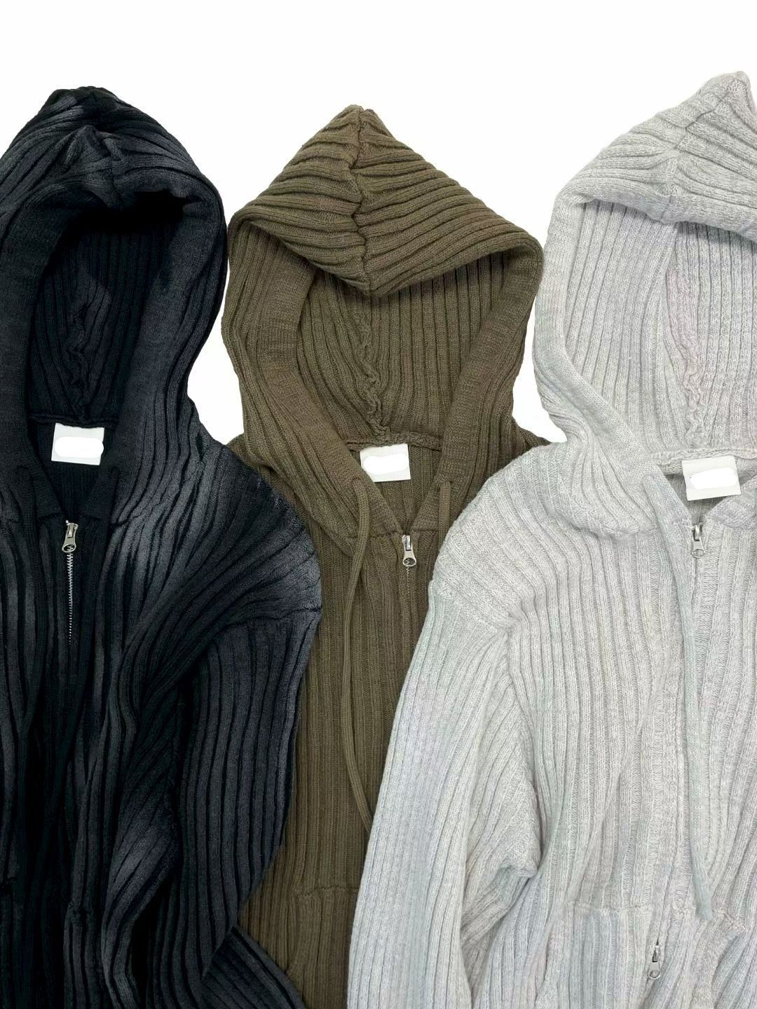 淨色連帽拉鍊針織外套 JK2726