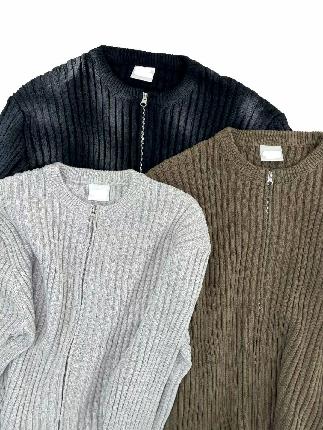 仿污拉鍊針織外套 JK2727