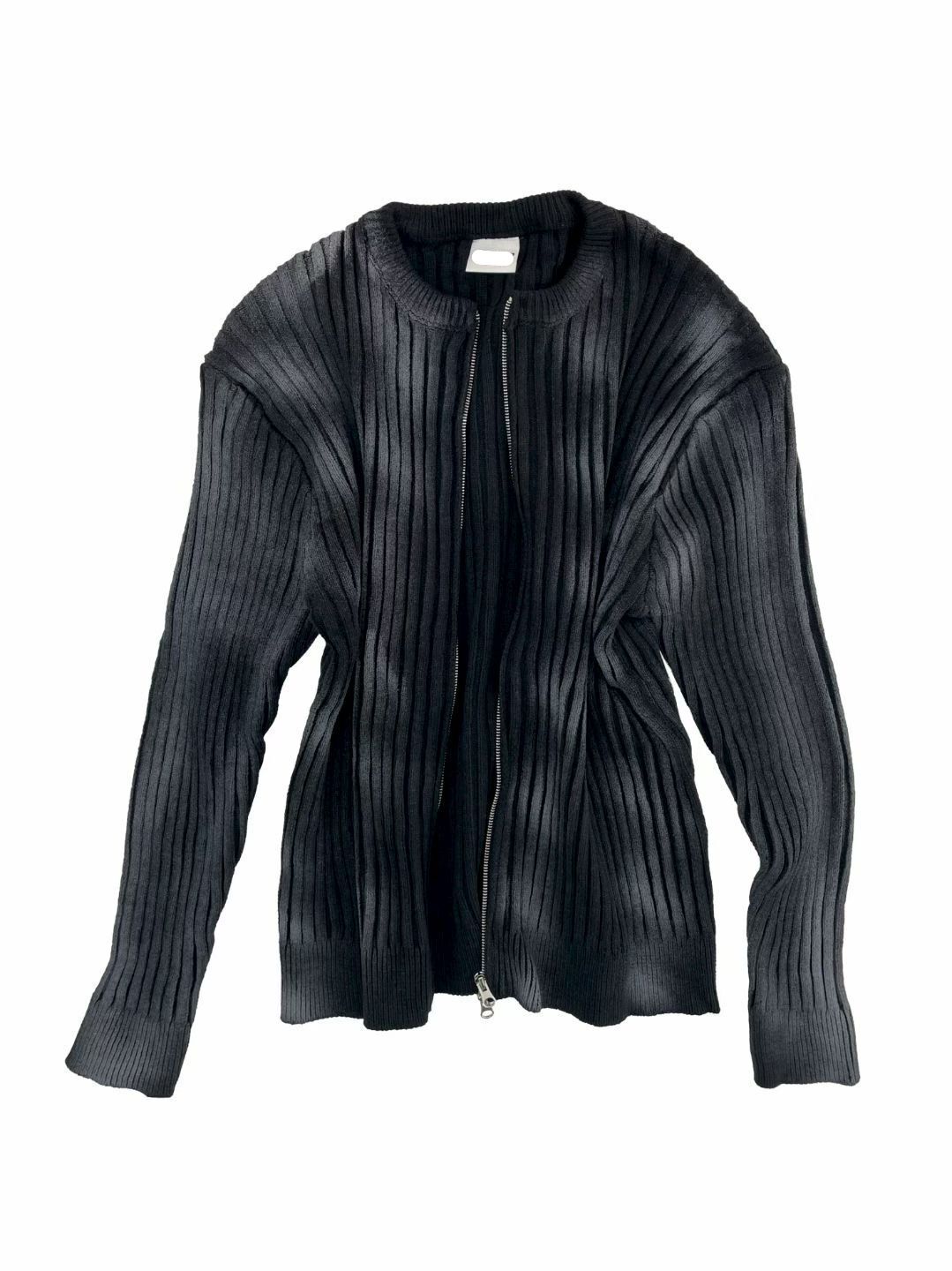 仿污拉鍊針織外套 JK2727