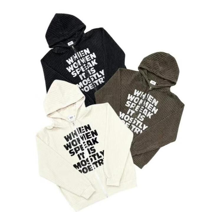 英文字連帽拉鍊外套 JK2731