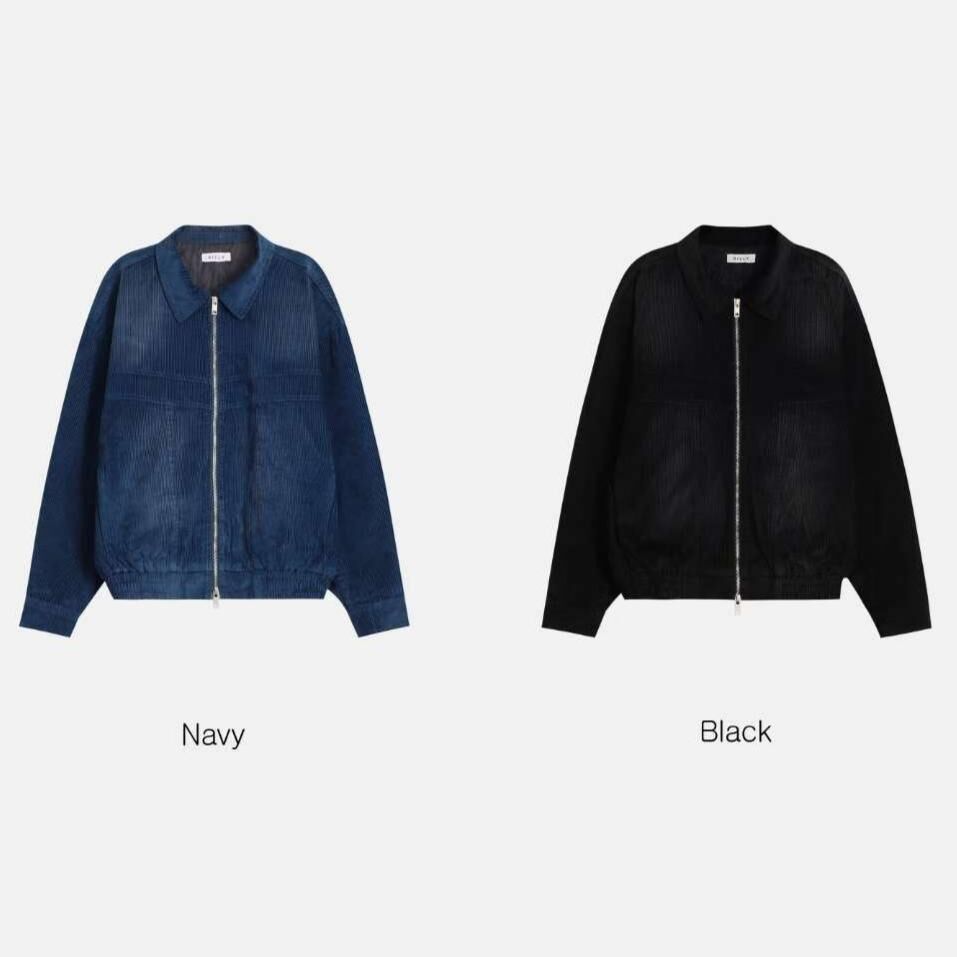 暗直紋反領拉鍊外套(薄夾棉) JK2735