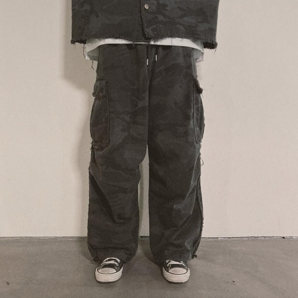 迷彩可束腳工裝鬆身褲 P3211