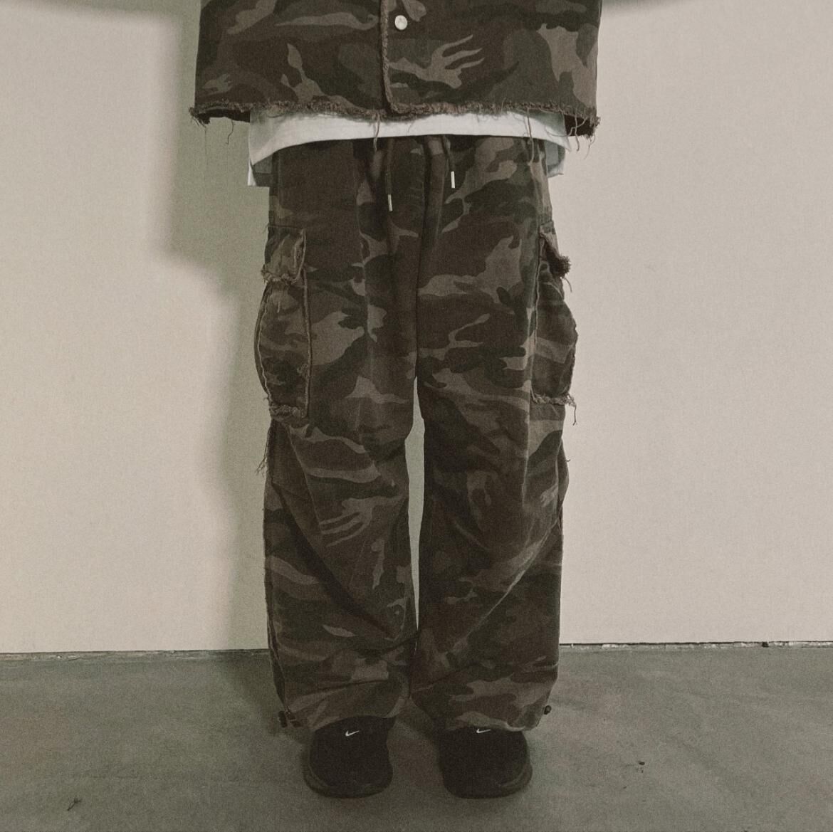 迷彩可束腳工裝鬆身褲 P3211